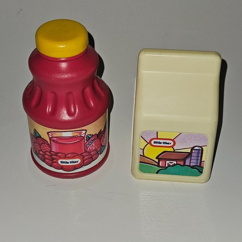 VTG Little Tikes Milk Carton Fruit Juice Bottle Pretend Play Toy Food Lot Berry